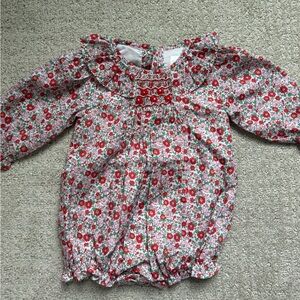 Cecil & Lou Baby Bubble  Red Floral Long-Sleeve Smocked